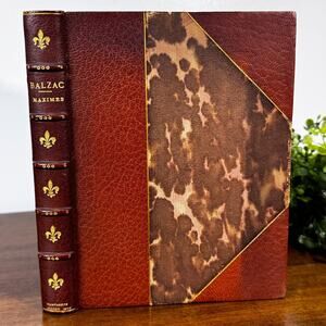 1906 Balzac Maximes Antique Leather Bound Book Arthur L Humphreys London Deckled